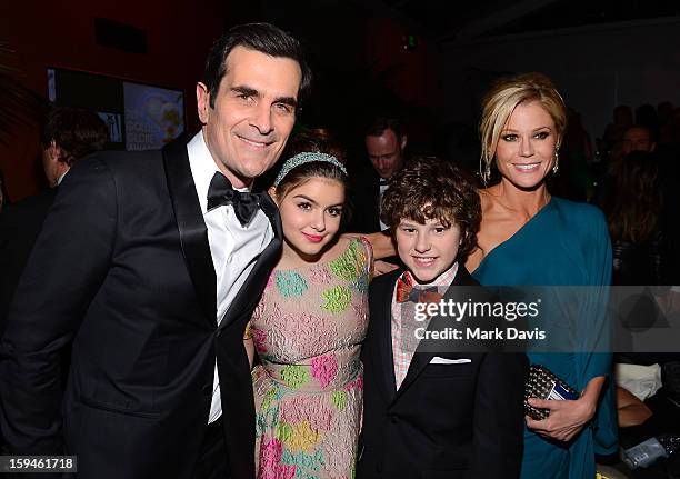 Actors Ty Burrell, Ariel Winter, Nolan Gould, and Julie Bowen attend the FOX After Party for the 70th Annual Golden Globe Awards held at The FOX...