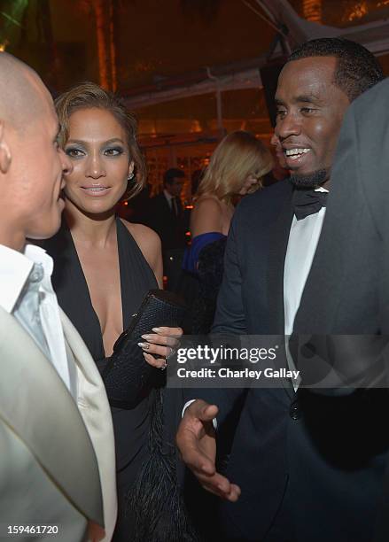 Casper Smart, Jennifer Lopez and Sean Combs attend The Weinstein Company's 2013 Golden Globe Awards After Party presented by Chopard held at The Old...