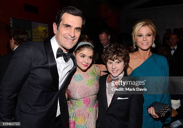 Actors Ty Burrell, Ariel Winter, Nolan Gould, and Julie Bowen attend the FOX After Party for the 70th Annual Golden Globe Awards held at The FOX...