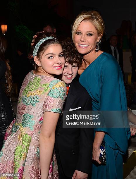 Actors Ariel Winter, Nolan Gould, and Julie Bowen attend the FOX After Party for the 70th Annual Golden Globe Awards held at The FOX Pavillion at The...