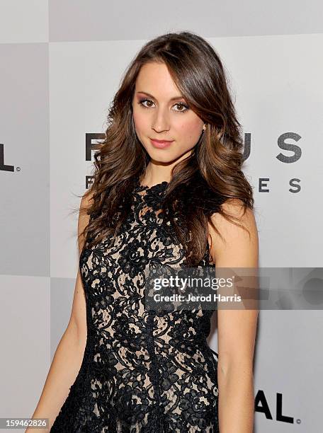 Actress Troian Bellisario attends the NBCUniversal Golden Globes viewing and after party held at The Beverly Hilton Hotel on January 13, 2013 in...