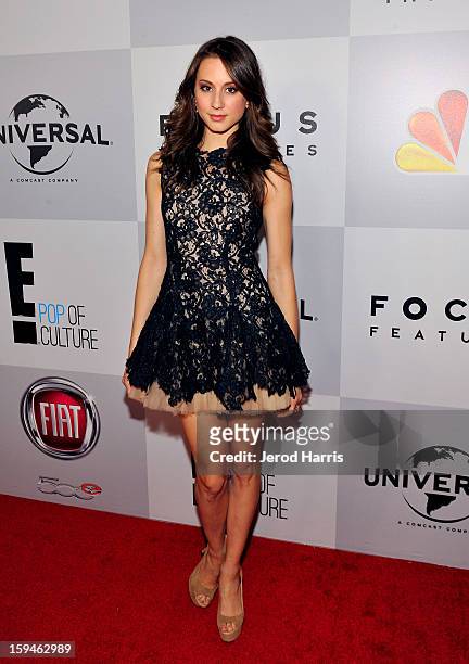 Actress Troian Bellisario attends the NBCUniversal Golden Globes viewing and after party held at The Beverly Hilton Hotel on January 13, 2013 in...