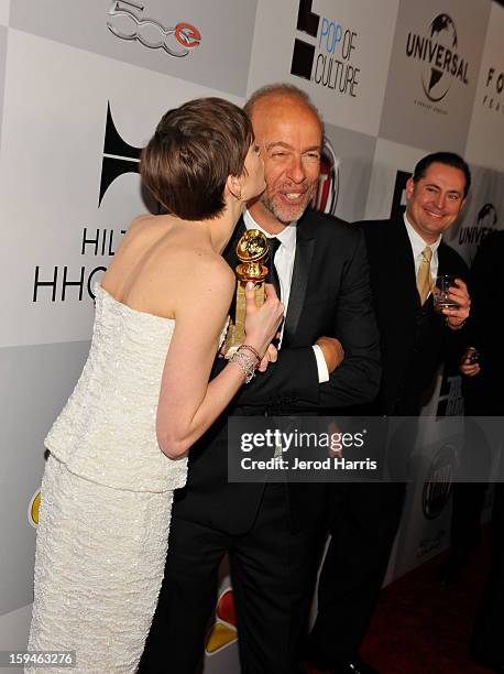 Actress Anne Hathaway attends the NBCUniversal Golden Globes viewing and after party held at The Beverly Hilton Hotel on January 13, 2013 in Beverly...