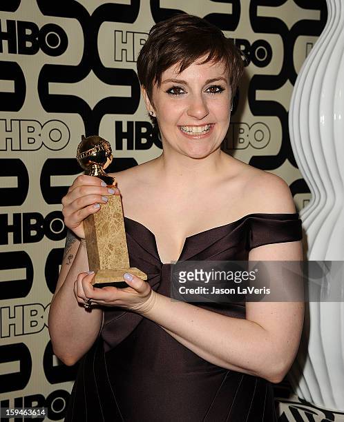 Actress Lena Dunham attends the HBO after party at the 70th annual Golden Globe Awards at Circa 55 restaurant at the Beverly Hilton Hotel on January...