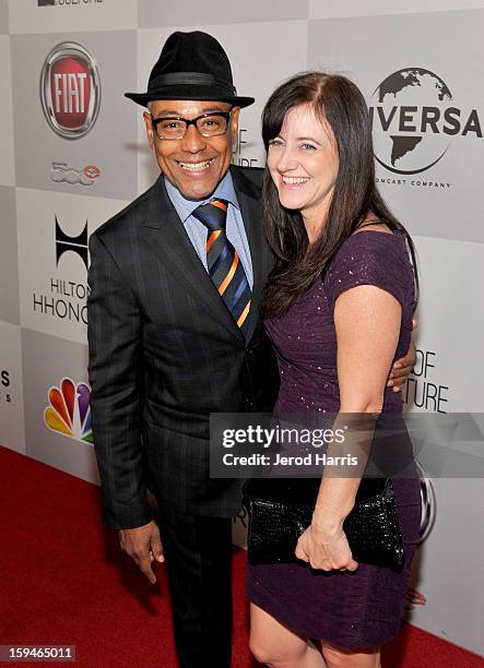 Actor Giancarlo Esposito and Terry Barone attend the NBCUniversal Golden Globes viewing and after party held at The Beverly Hilton Hotel on January...