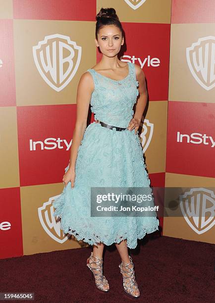 Actress Nina Dobrev arrives at the InStyle And Warner Bros. Golden Globe Party at The Beverly Hilton Hotel on January 13, 2013 in Beverly Hills,...
