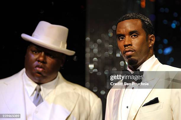 Madame Tussauds launch the wax figure of Rap star P Diddy exhibited together for the first time in London at Madame Tussauds on January 14, 2013 in...