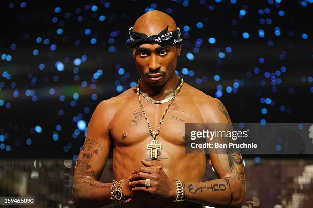 Madame Tussauds launch the wax figure of Rap star Tupac Shakur exhibited together for the first time in London at Madame Tussauds on January 14, 2013...