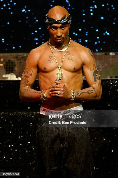 Madame Tussauds launch the wax figure of Rap star Tupac Shakur exhibited together for the first time in London at Madame Tussauds on January 14, 2013...