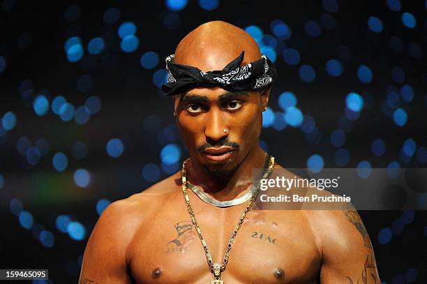 Madame Tussauds launch the wax figure of Rap star Tupac Shakur exhibited together for the first time in London at Madame Tussauds on January 14, 2013...