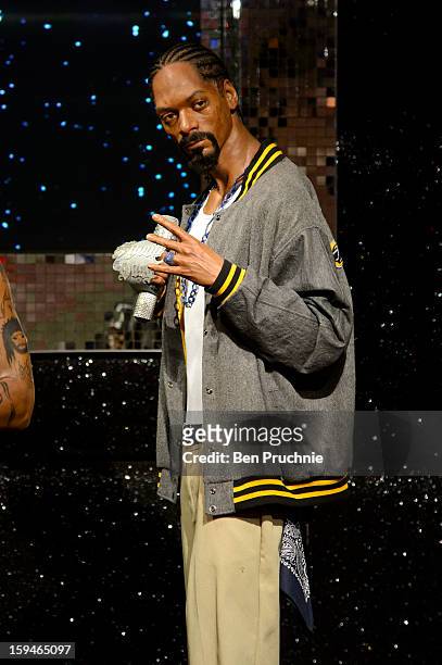 Madame Tussauds launch the wax figure of Rap star Snoop Dogg exhibited together for the first time in London at Madame Tussauds on January 14, 2013...