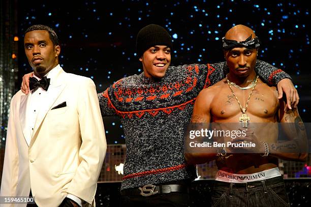 Chip attends a photocall to launch the new wax figures of Rap stars Tupac Shakur, Snoop Dogg, The Notorious B.I.G and P Diddy exhibited together for...