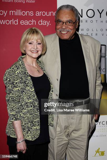 Cecilia Hart and James Earl Jones walk the red carpet at the 2012 Sydney Theatre Awards at the Paddington RSL on January 14, 2013 in Sydney,...