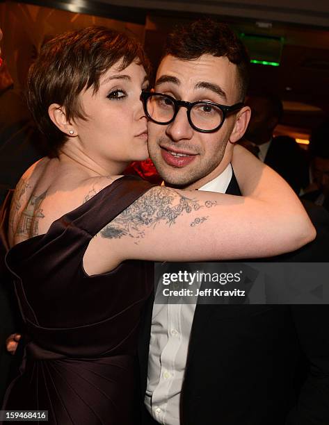 Actress Lena Dunham and musician Jack Antonoff attend HBO's Official Golden Globe Awards After Party held at Circa 55 Restaurant at The Beverly...