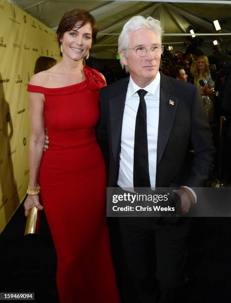 Actor Richard Gere and Carey Lowell attend The Weinstein Company's 2013 Golden Globe Awards after party presented by Chopard, HP, Laura Mercier,...