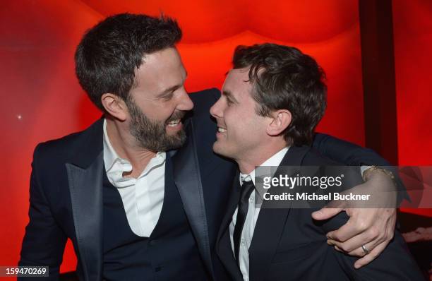 Director/ actor Ben Affleck and actor Casey Affleck attend the 2013 InStyle and Warner Bros. 70th Annual Golden Globe Awards Post-Party held at the...