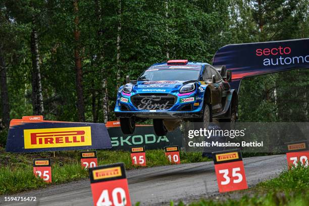 Pierre-Louis Loubet of France and Nicolas Gilsoul of Belgium compete with their M-Sport Ford WRT Ford Puma Rally1 Hybrid during Day Three of the FIA...