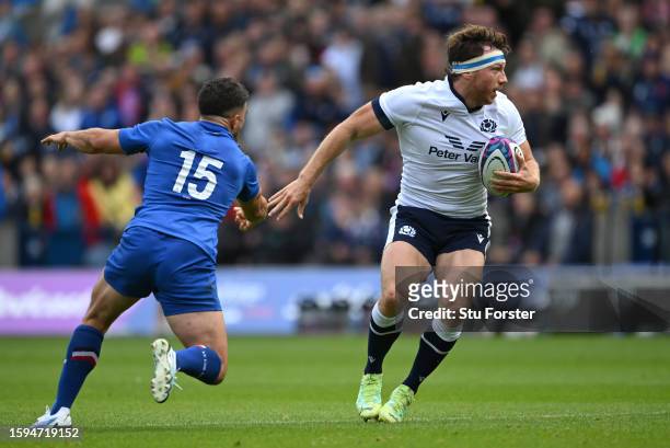 Hamish Watson of Scotland in action during the Summer International match between Scotland and France at BT Murrayfield Stadium on August 05, 2023 in...