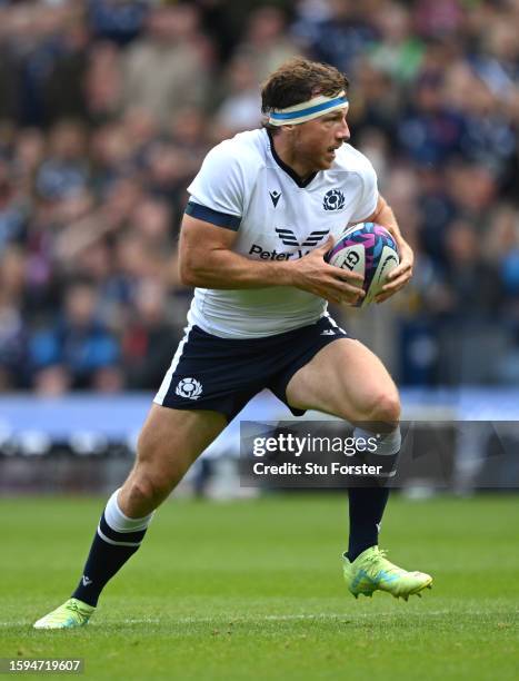 Hamish Watson of Scotland in action during the Summer International match between Scotland and France at BT Murrayfield Stadium on August 05, 2023 in...