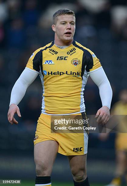 Adam Milner of Castleford during a pre-season friendly match between Hull FC and Castleford Tigers at The KC Stadium on January 13, 2013 in Hull,...