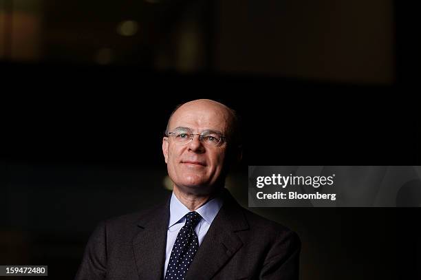 Mario Greco, chief executive officer of Assicurazioni Generali SpA, poses for a photograph following a Bloomberg Television interview in London,...