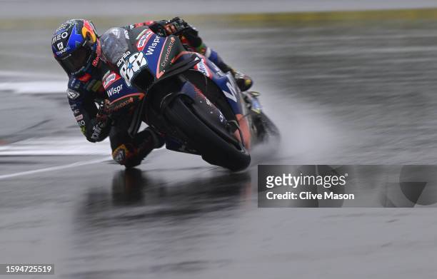 Miguel Oliveira of Portugal in action during the MotoGP of Great Britain - Second Qualifying at Silverstone Circuit on August 05, 2023 in...