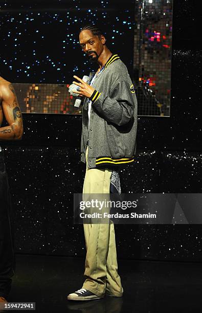 Wax figure of rap star Snoop Dogg is exhibited for the first time in London at Madame Tussauds on January 14, 2013 in London, England.