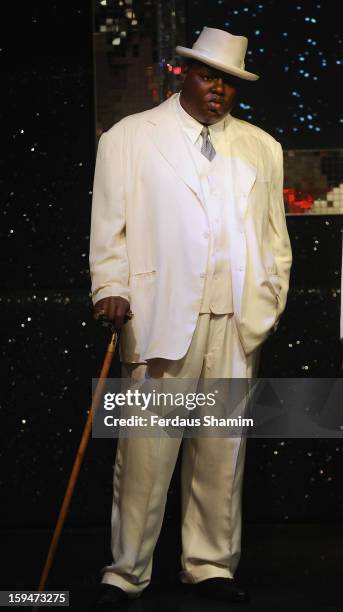 Wax figure of rap star Biggie Smalls is exhibited for the first time in London at Madame Tussauds on January 14, 2013 in London, England.