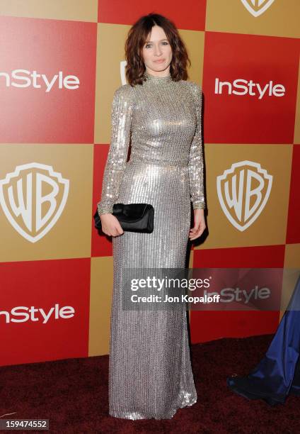 Actress Emily Mortimer arrives at the InStyle And Warner Bros. Golden Globe Party at The Beverly Hilton Hotel on January 13, 2013 in Beverly Hills,...