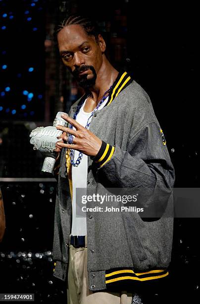 Madame Tussauds unveils the wax figure of rap star Snoop Dogg exhibited for the first time in London at Madame Tussauds on January 14, 2013 in...