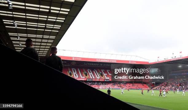 General view inside the ground during the pre-season friendly match between Sheffield United and VfB Stuttgart at Bramall Lane on August 05, 2023 in...