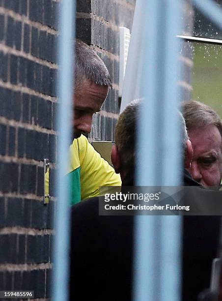Mark Bridger leaves Mold Crown Court after pleading not guilty to the murder of April Jones on January 14, 2013 in Mold, Wales. Mark Bridger denied...
