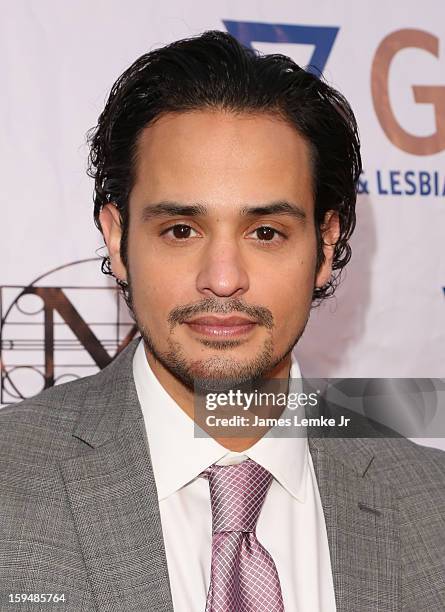 Adrian Quinonez attends the GLEH Golden Globes Viewing Gala Honoring Julie Newmar held at the Jim Henson Studios on January 13, 2013 in Hollywood,...