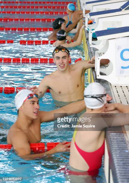 Team England swimmers train ahead of the swimming competition on day one of the 2023 Youth Commonwealth Games at National Aquatic Centre on August...
