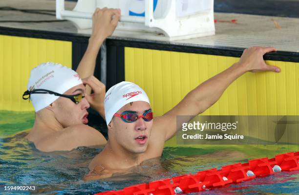 Team England swimmers train ahead of the swimming competition on day one of the 2023 Youth Commonwealth Games at National Aquatic Centre on August...