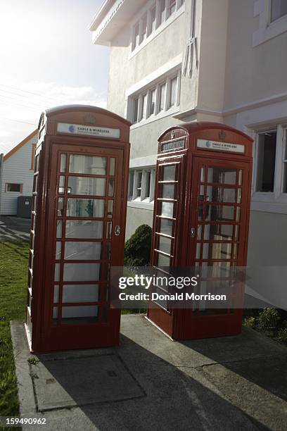 Cable and Wireless telephone Kiosks outside the Post Office, Stanley, Falkland Islands
