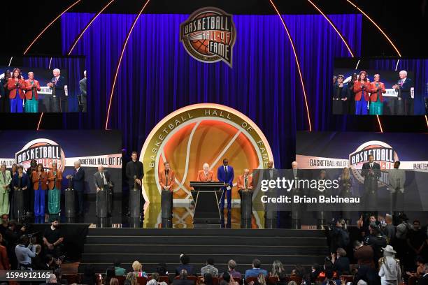 General overview of all Hall of Fame inductees during the 2023 Basketball Hall of Fame Enshrinement Ceremony on August 12, 2023 at Symphony Hall in...