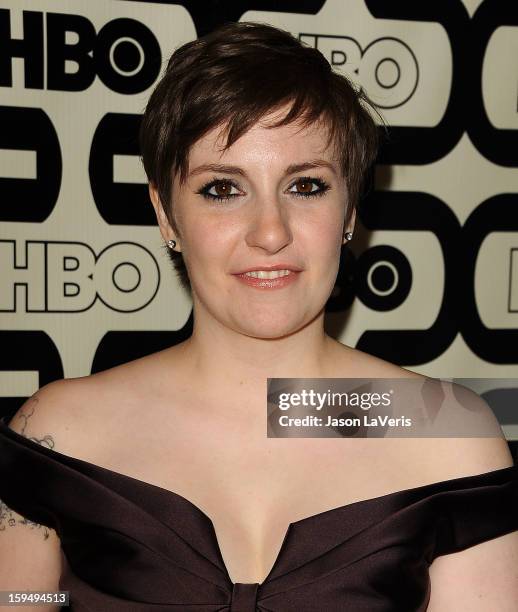 Actress Lena Dunham attends the HBO after party at the 70th annual Golden Globe Awards at Circa 55 restaurant at the Beverly Hilton Hotel on January...