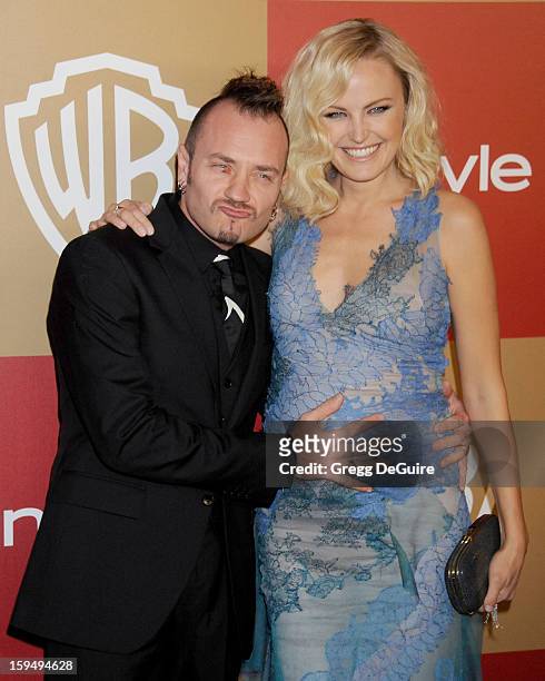 Actress Malin Akerman and husband Roberto Zincone arrive at the InStyle and Warner Bros. Golden Globe party at The Beverly Hilton Hotel on January...