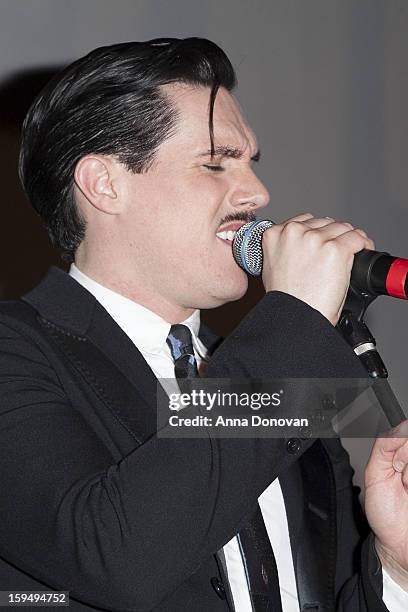 Singer Sam Sparro performing at the GLEH's Golden Globe viewing gala at Jim Henson Studios on January 13, 2013 in Hollywood, California.