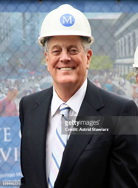 Philanthropist, David H. Koch stands in the future site of the new David H. Koch Plaza during the Fifth Avenue Plaza Groundbreaking at the...
