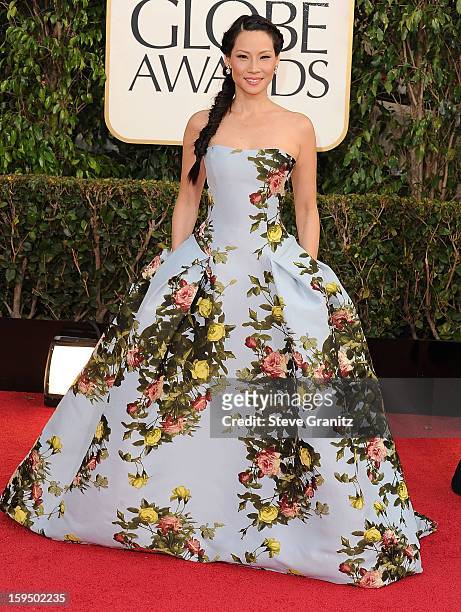 Lucy Liu arrives at the 70th Annual Golden Globe Awards at The Beverly Hilton Hotel on January 13, 2013 in Beverly Hills, California.