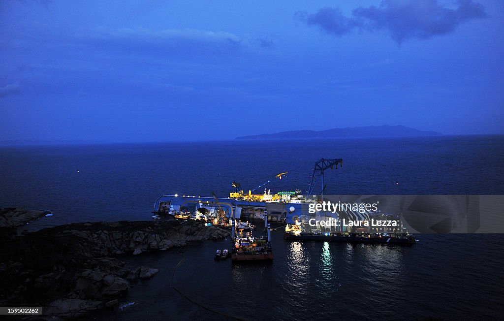 Vessel Remains Stricken on First Anniversary of Costa Concordia Disaster