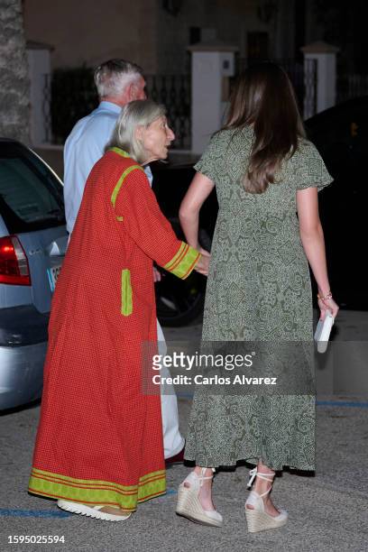 Crown Princess Leonor of Spain Tatiana Radziwill and Jean Henri Fruchaud leave the Mia restaurant on August 5, 2023 in Palma de Mallorca, Spain.