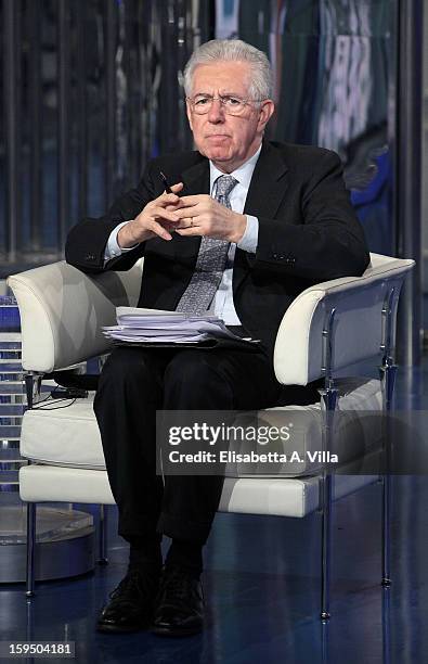 Italian Prime Minister Mario Monti attends 'Porta A Porta' Italian TV Show on January 14, 2013 in Rome, Italy.