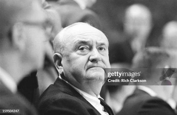 Final Four: Closeup of Kentucky coach Adolph Rupp on sidelines during game vs Texas Western at Cole Field House. College Park, MD 3/19/1966 CREDIT:...