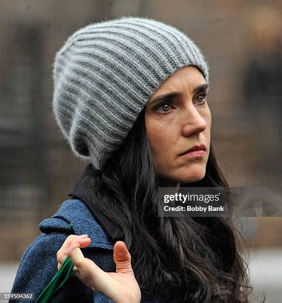 Jennifer Connelly filming on location for "Winters Tale" on January 14, 2013 in New York City.