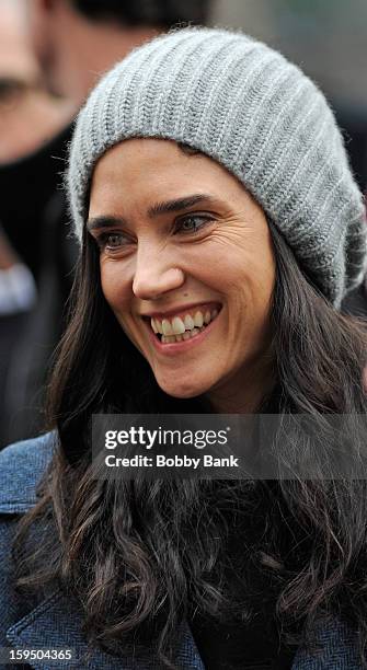 Jennifer Connelly filming on location for "Winters Tale" on January 14, 2013 in New York City.