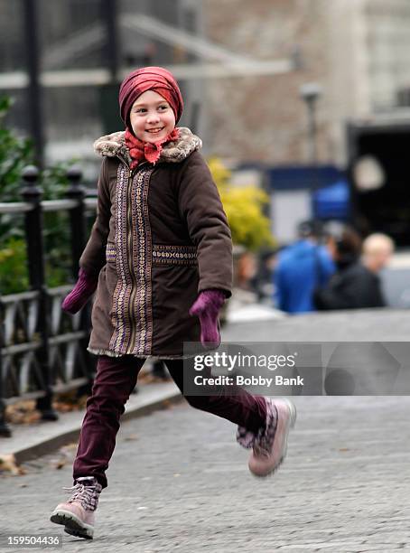 Ripley Sobo filming on location for "Winters Tale" on January 14, 2013 in New York City.