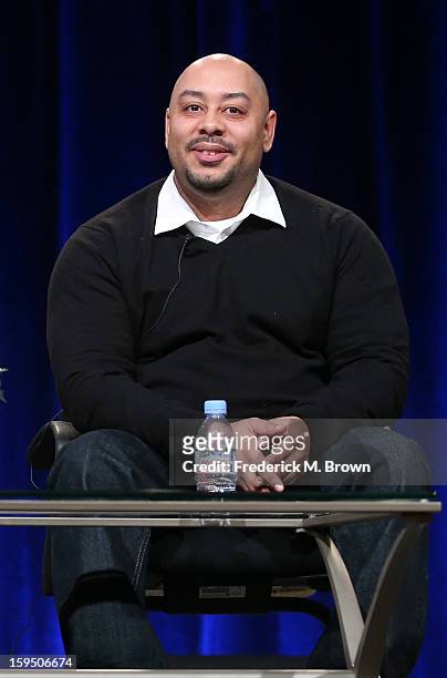 Raymond Santana, featured subject of 'The Central Park Five', speaks onstage during the PBS portion of the 2013 Winter Television Critics Association...